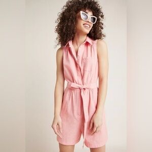 Anthropologie Coral Collared Romper Size 0
